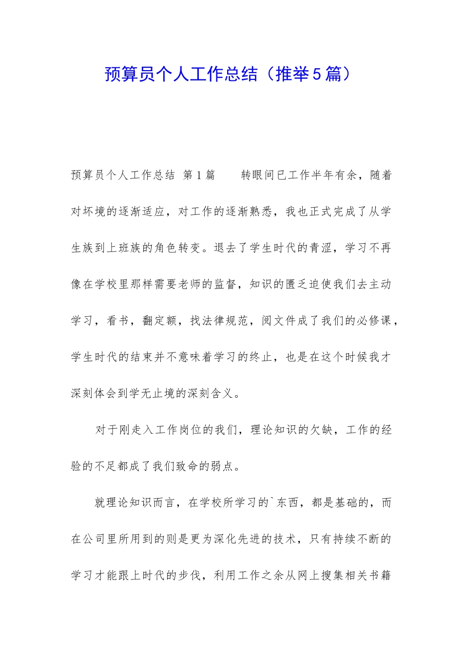 预算员个人工作总结_第1页