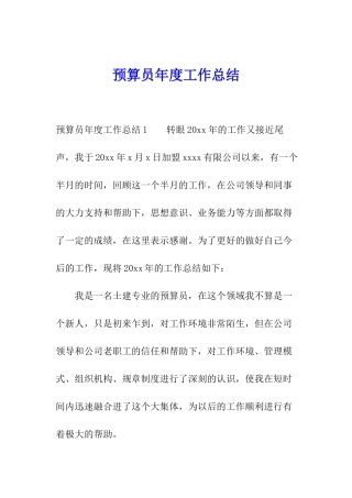 预算员年度工作总结