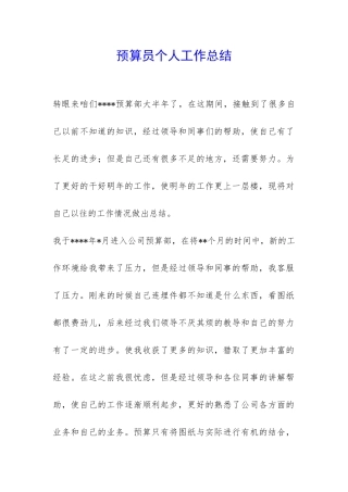 预算员个人工作总结-