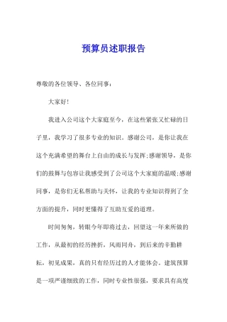 预算员述职报告