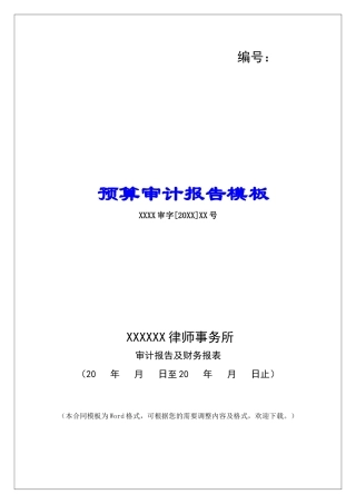 预算审计报告模板