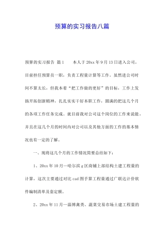 预算的实习报告八篇