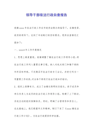 领导干部依法行政自查报告-