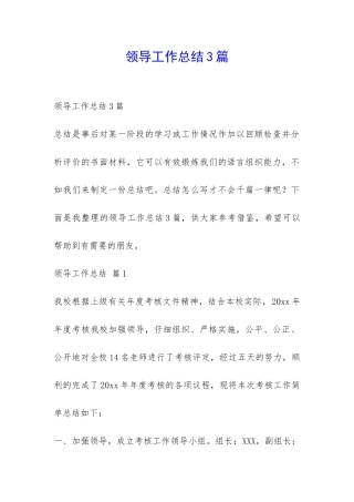 领导工作总结3篇-