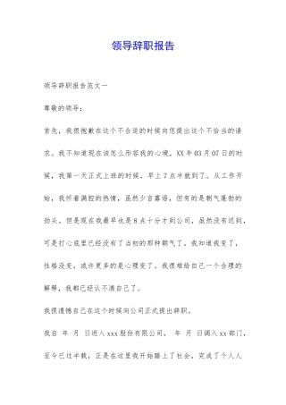 领导辞职报告-