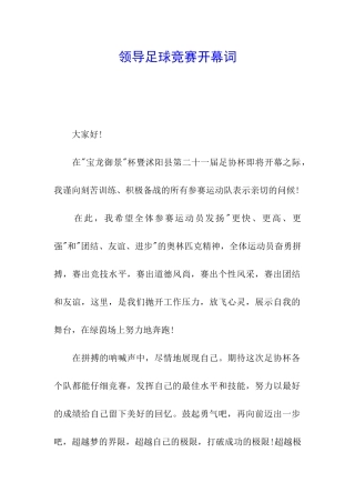 领导足球比赛开幕词