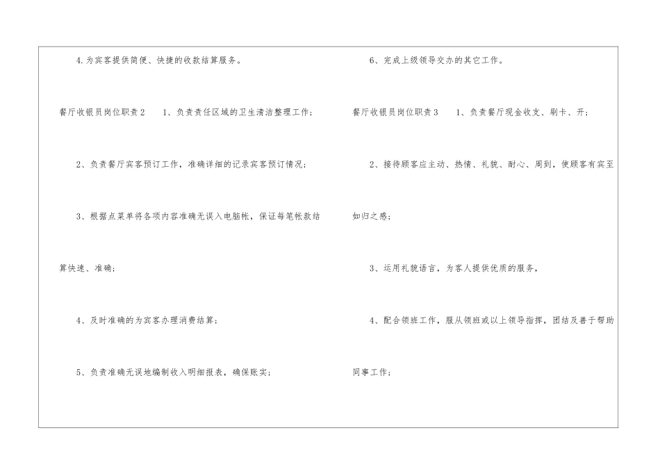 餐厅收银员岗位职责_第2页