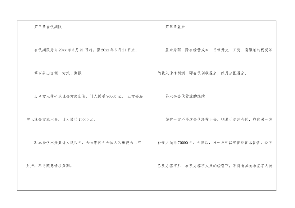 餐饮合伙合同_第2页