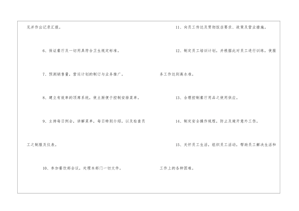 餐饮部餐厅经理工作岗位说明书--_第2页
