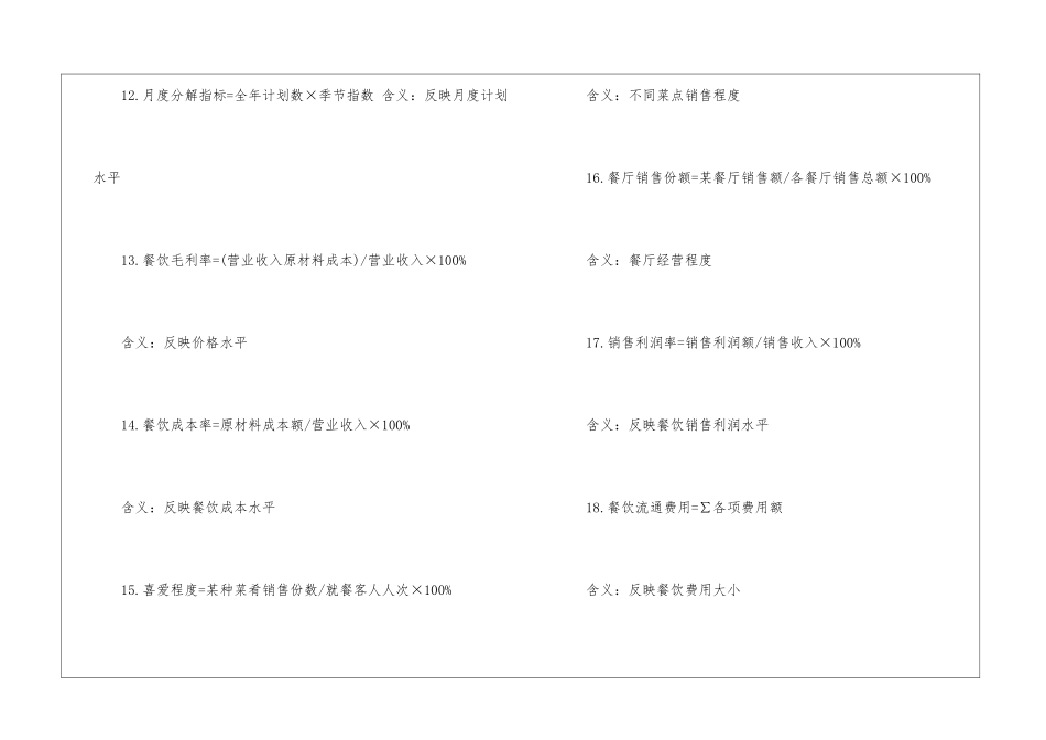 餐饮酒店管理常用公式_第3页