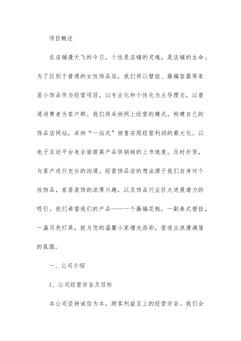 饰品经营店商业计划书_第2页