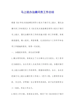 马上就办治庸问责工作总结-