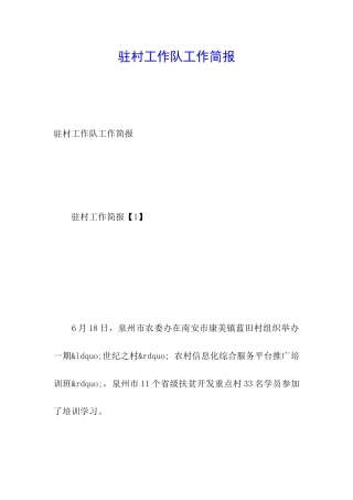 驻村工作队工作简报