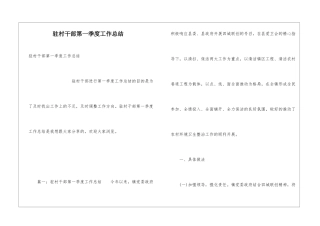 驻村干部第一季度工作总结