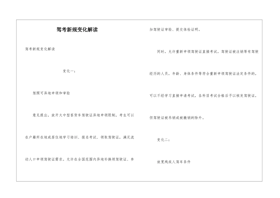 驾考新规变化解读_第1页