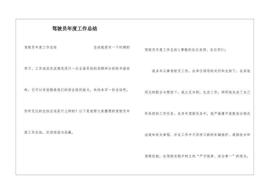 驾驶员年度工作总结_第1页