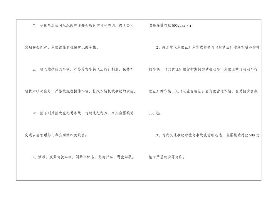 驾驶员承诺书汇编9篇_第2页