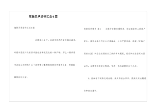 驾驶员承诺书汇总6篇
