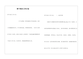 骨干培训工作计划