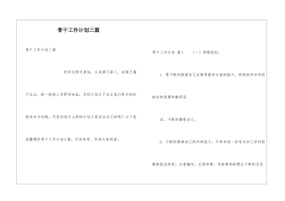 骨干工作计划三篇