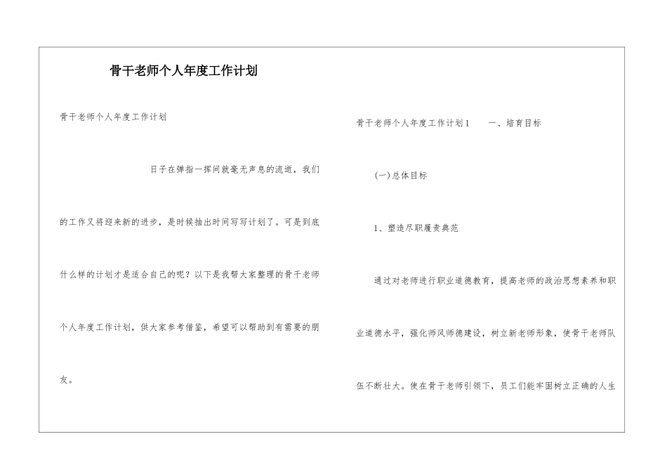 骨干教师个人年度工作计划_第1页