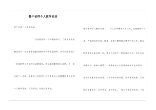 骨干教师个人教学总结