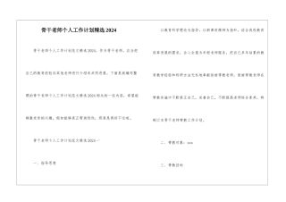 骨干教师个人工作计划精选2024