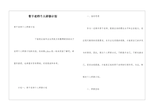 骨干教师个人研修计划