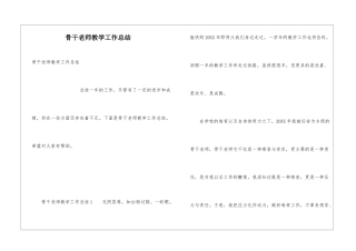 骨干教师教学工作总结