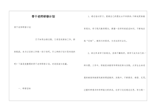 骨干教师研修计划