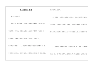 高三班主任评语