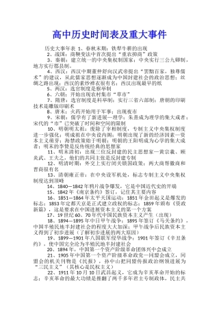 高中历史时间表及重大事件