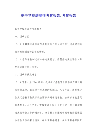 高中学校发展性考察报告-考察报告-