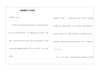 高效教学工作总结