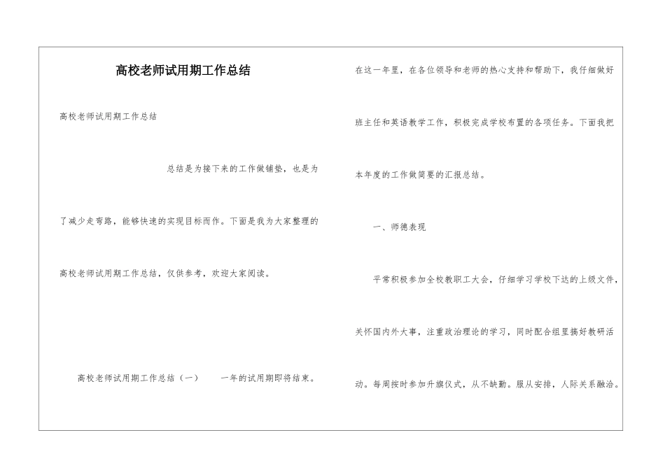 高校教师试用期工作总结_第1页