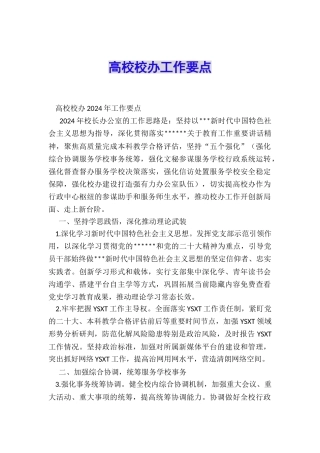 高校校办工作要点