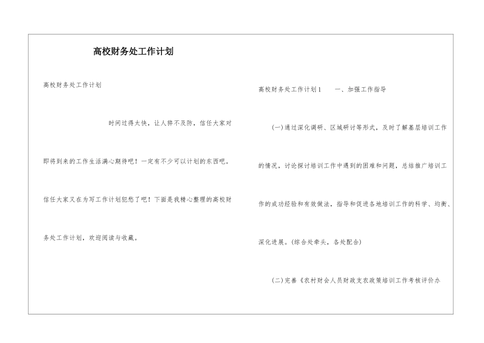 高校财务处工作计划_第1页