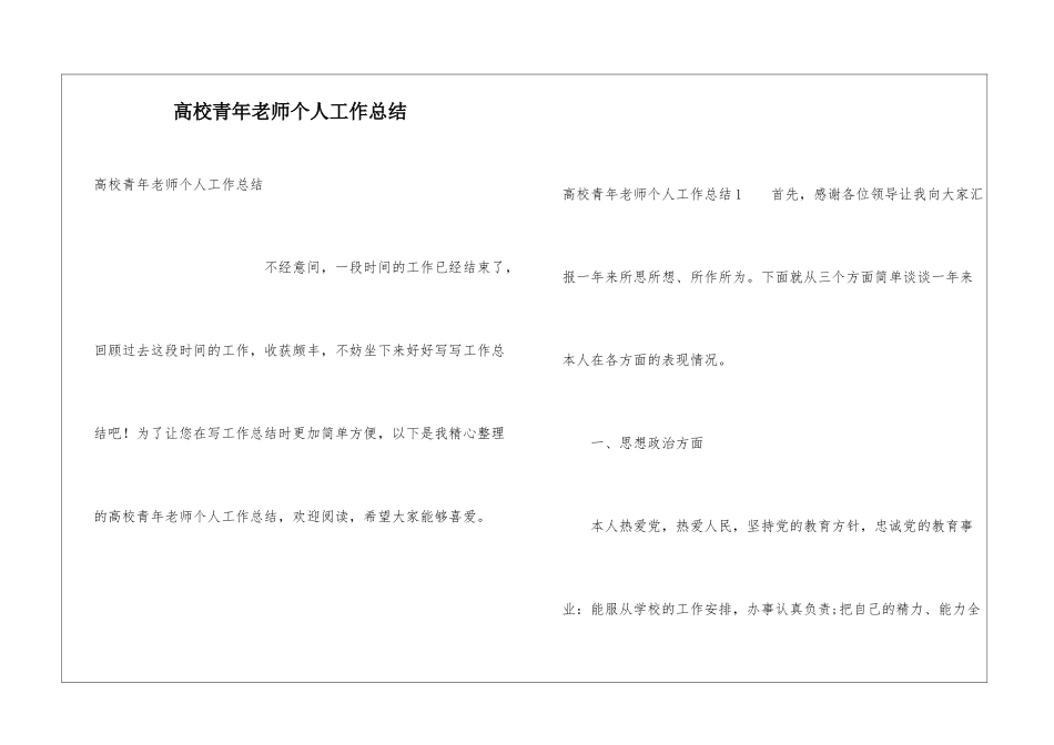 高校青年教师个人工作总结_第1页