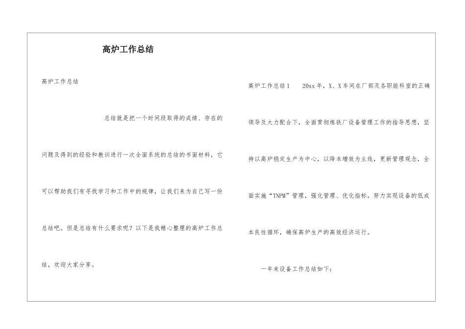 高炉工作总结_第1页
