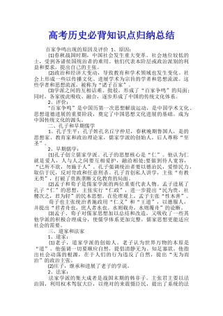 高考历史必背知识点归纳总结