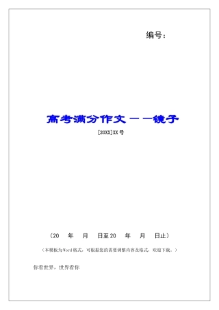 高考满分作文——镜子-