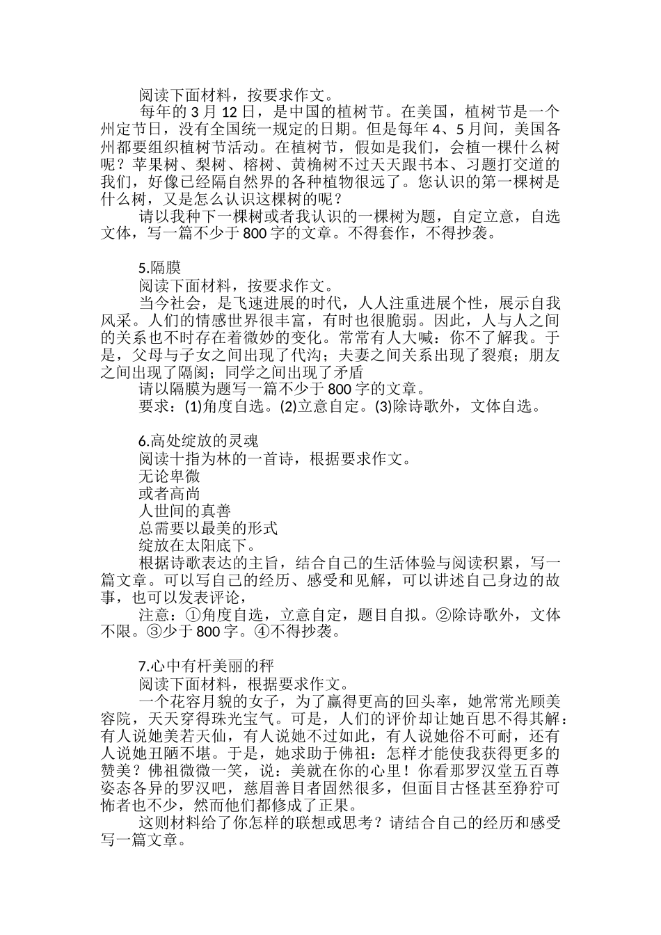 高考语文作文最受关注的话题210例_第2页