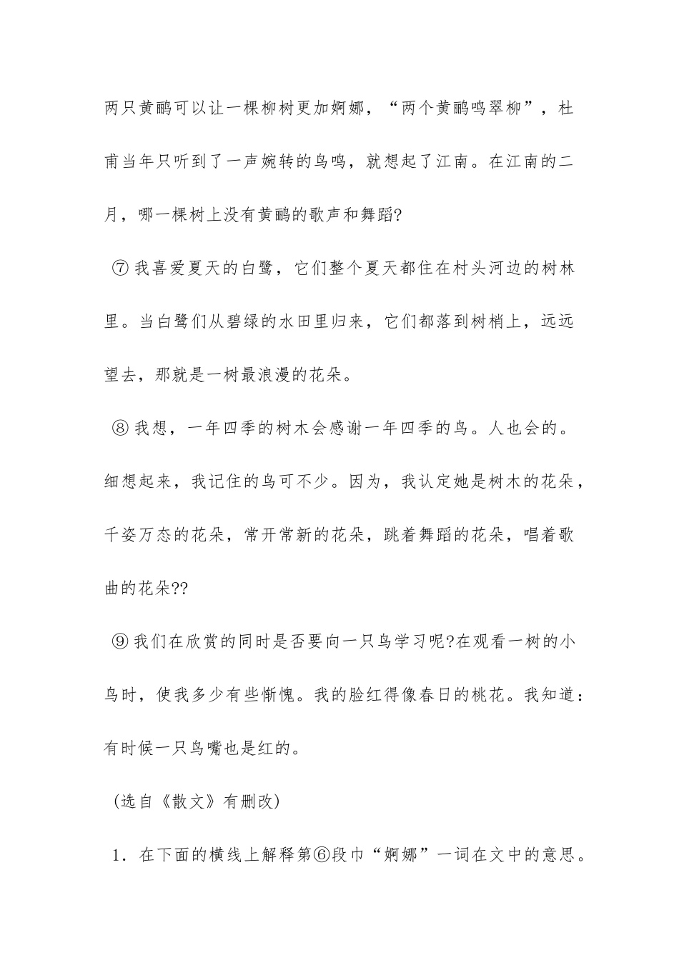 鸟是树的花朵阅读题答案_第3页