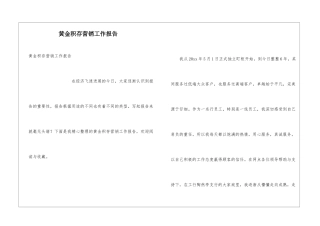 黄金积存营销工作报告