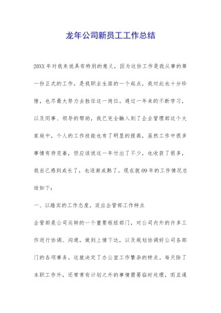 龙年公司新员工工作总结-
