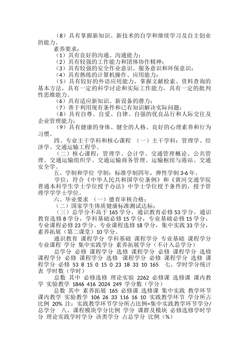 ＊＊交通学院交通管理专业人才培养方案_第2页