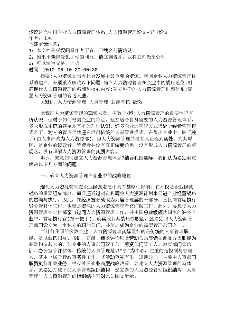 【2022精编】【精品文档-管理学】浅议建立中国企业人力资源管理体系_人力资_第1页