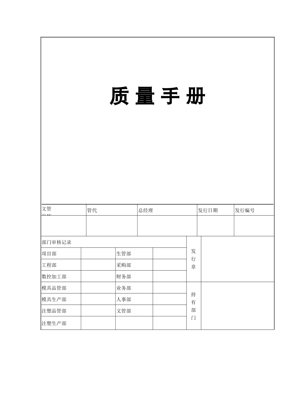 【2022精编】上海xx塑料模具公司-质量手册_第1页