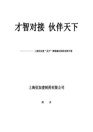 【2022精编】上海佰加壹招商手册最终版(DOC26页)