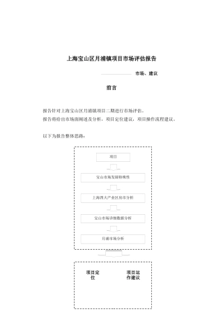 【2022精编】上海宝山区月浦镇项目市场评估报告